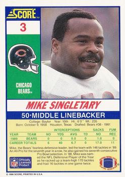 1990 Score #3 Mike Singletary Back