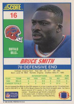 1990 Score #16 Bruce Smith Back