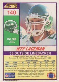 1990 Score #140 Jeff Lageman Back