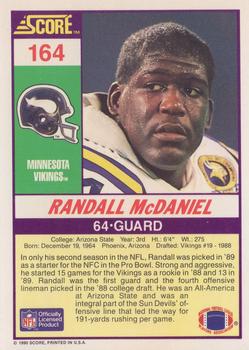 1990 Score #164 Randall McDaniel Back