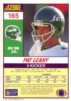 1990 Score #165 Pat Leahy Back