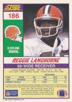1990 Score #186 Reggie Langhorne Back