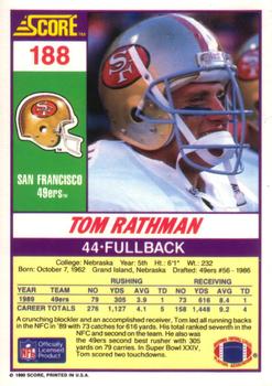 1990 Score #188 Tom Rathman Back