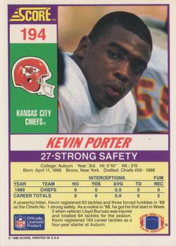 1990 Score #194 Kevin Porter Back