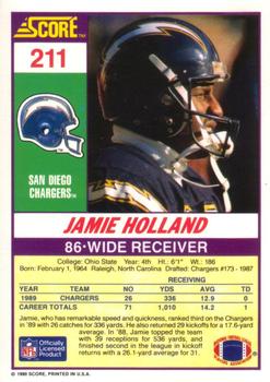 1990 Score #211 Jamie Holland Back