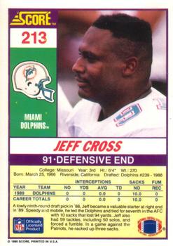1990 Score #213 Jeff Cross Back