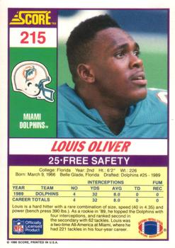 1990 Score #215 Louis Oliver Back