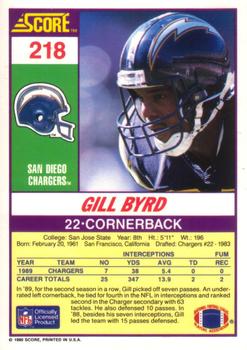 1990 Score #218 Gill Byrd Back