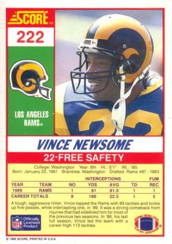 1990 Score #222 Vince Newsome Back
