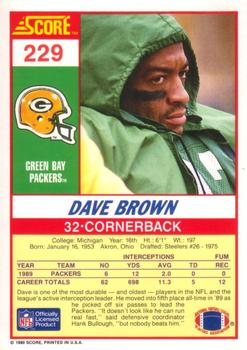 1990 Score #229 Dave Brown Back