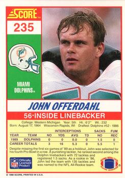 1990 Score #235 John Offerdahl Back