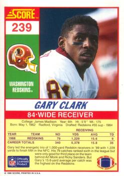 1990 Score #239 Gary Clark Back