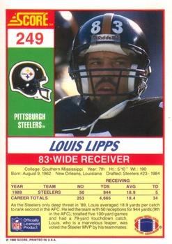 1990 Score #249 Louis Lipps Back