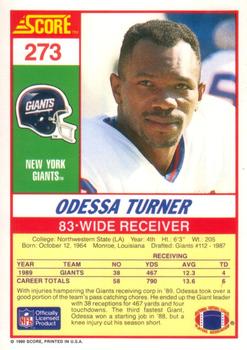1990 Score #273 Odessa Turner Back