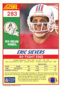 1990 Score #283 Eric Sievers Back