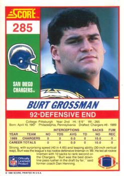 1990 Score #285 Burt Grossman Back