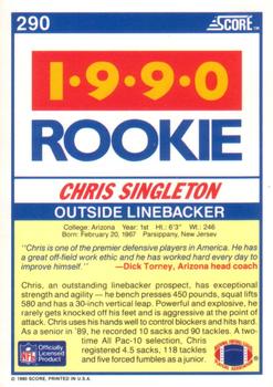 1990 Score #290 Chris Singleton Back
