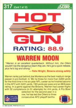 1990 Score #317 Warren Moon Back