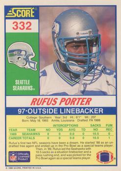 1990 Score #332 Rufus Porter Back
