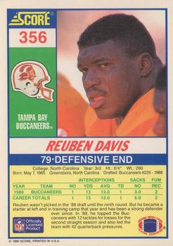 1990 Score #356 Reuben Davis Back