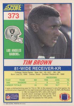 1990 Score #373 Tim Brown Back