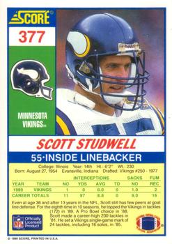 1990 Score #377 Scott Studwell Back