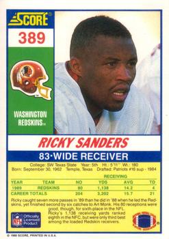 1990 Score #389 Ricky Sanders Back