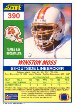 1990 Score #390 Winston Moss Back