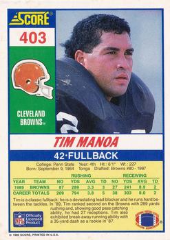 1990 Score #403 Tim Manoa Back