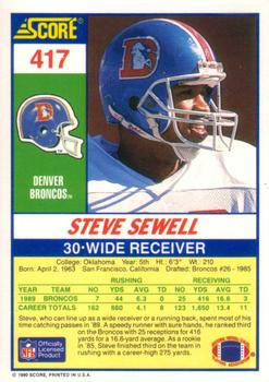 1990 Score #417 Steve Sewell Back