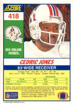 1990 Score #418 Cedric Jones Back