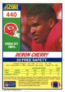 1990 Score #440 Deron Cherry Back