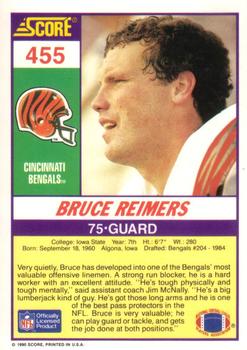 1990 Score #455 Bruce Reimers Back