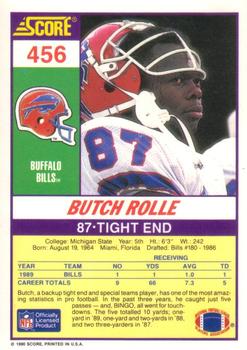 1990 Score #456 Butch Rolle Back