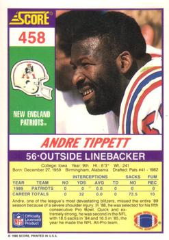 1990 Score #458 Andre Tippett Back