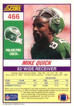 1990 Score #466 Mike Quick Back
