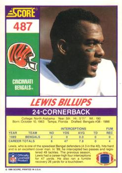 1990 Score #487 Lewis Billups Back