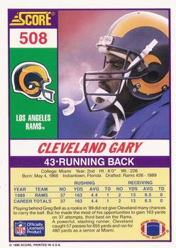 1990 Score #508 Cleveland Gary Back