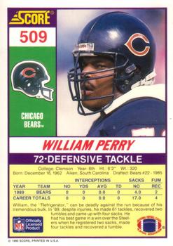 1990 Score #509 William Perry Back