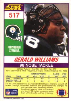 1990 Score #517 Gerald Williams Back