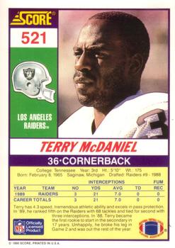1990 Score #521 Terry McDaniel Back