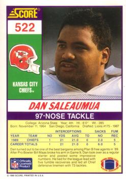 1990 Score #522 Dan Saleaumua Back