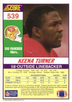 1990 Score #539 Keena Turner Back