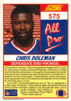 1990 Score #575 Chris Doleman Back