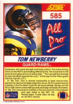 1990 Score #585 Tom Newberry Back