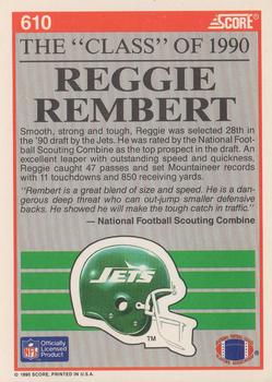 1990 Score #610 Reggie Rembert Back