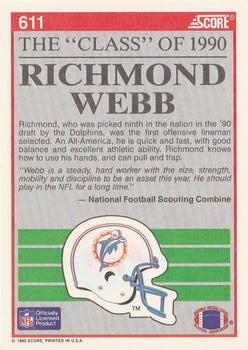 1990 Score #611 Richmond Webb Back