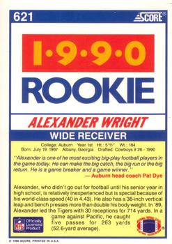 1990 Score #621 Alexander Wright Back