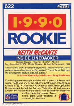 1990 Score #622 Keith McCants Back