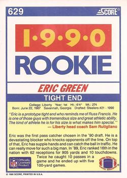 1990 Score #629 Eric Green Back